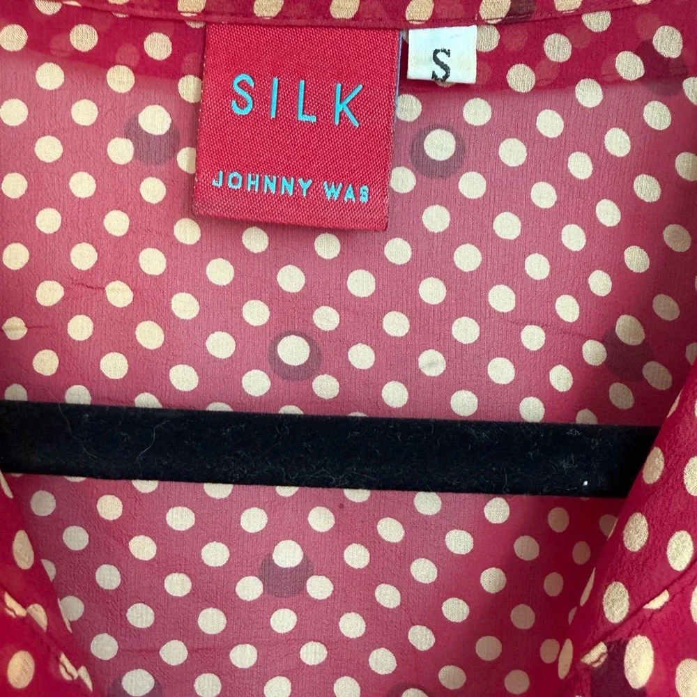 Johnny Was Silk Polka Dot Blouse Size Small Tear / Repair Needed - Picture 8 of 9